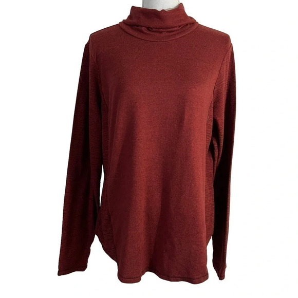 St. Johns Bay Red Knit Mock Neck Top XL Long Sleeve Pullover Casual Fall Sweater - Picture 1 of 7